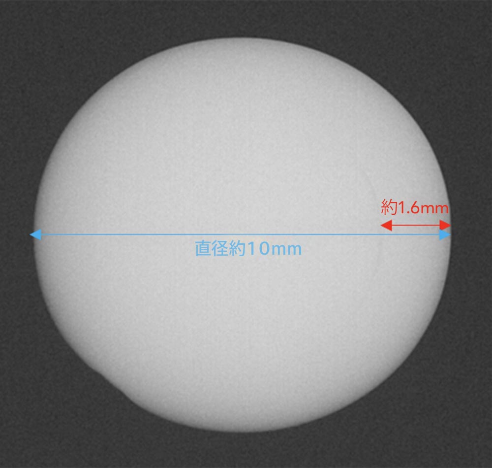 有核淡水真珠のレントゲンによる巻き厚測定